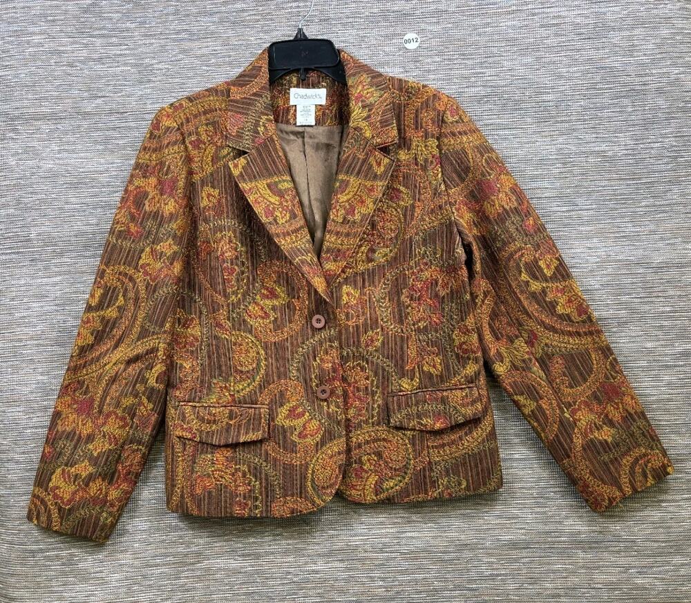 Chadwick's Tapestry Paisley Floral Blazer Jacket Womens Size 14 Office Career